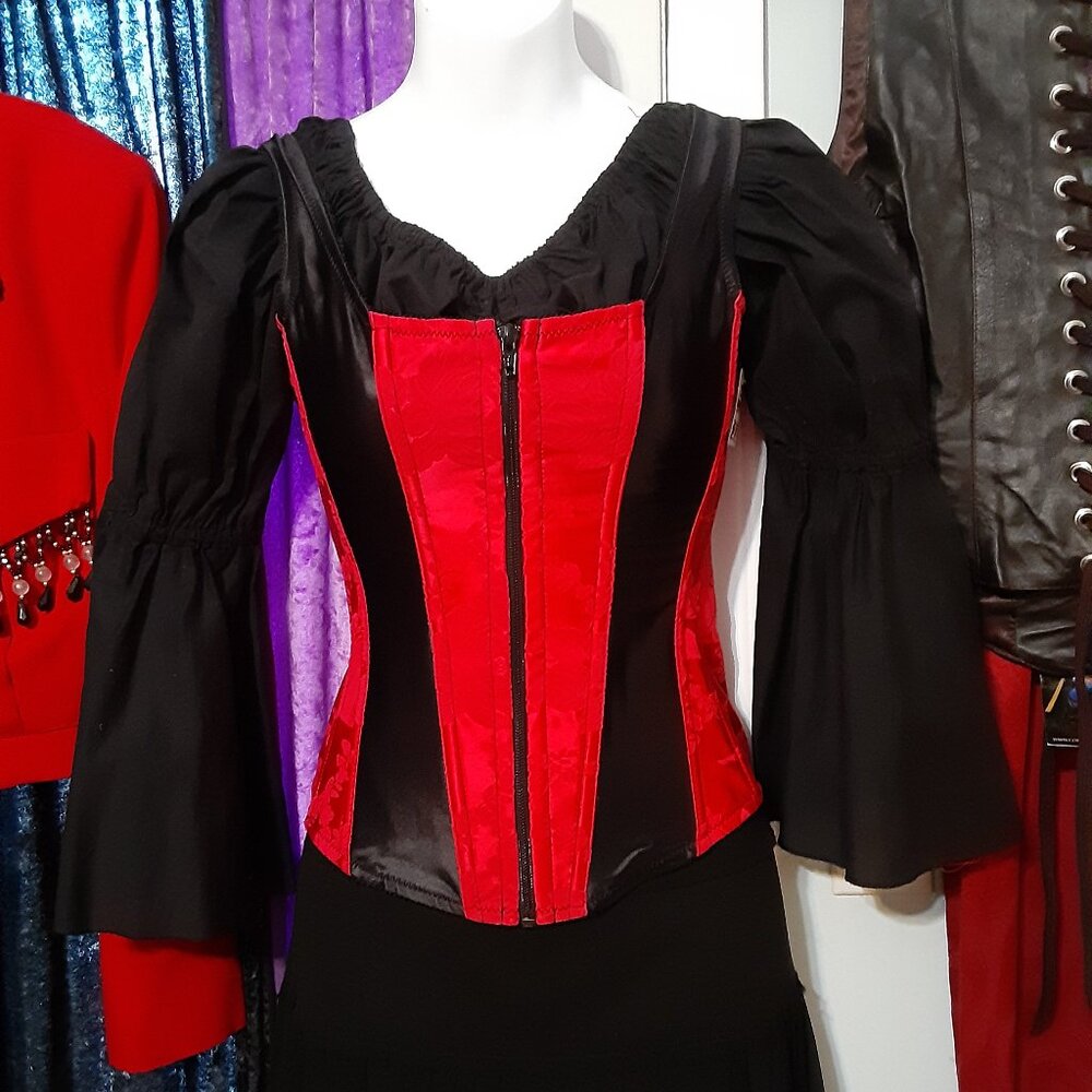 Empire Intimates NWT Red/BK SMALL Strapped Corset